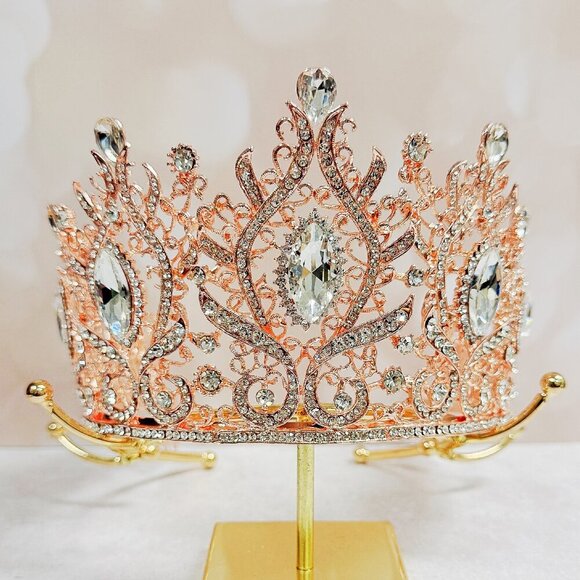 Princess Tiara, Rose Gold Wedding Tiara, Pageant Crown, Crystal Bridal Hairpiece main image 7